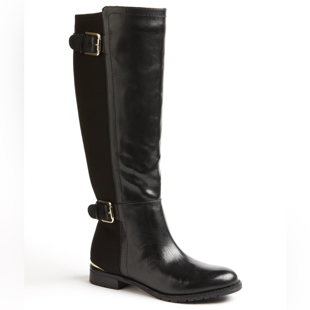 Isaac Mizrahi New York Amit Black Leather Front Riding Boots Size 6M W/ Box